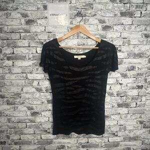 EUC Reiss Women's Gwen Black Sequin Tee Shirt Size XS